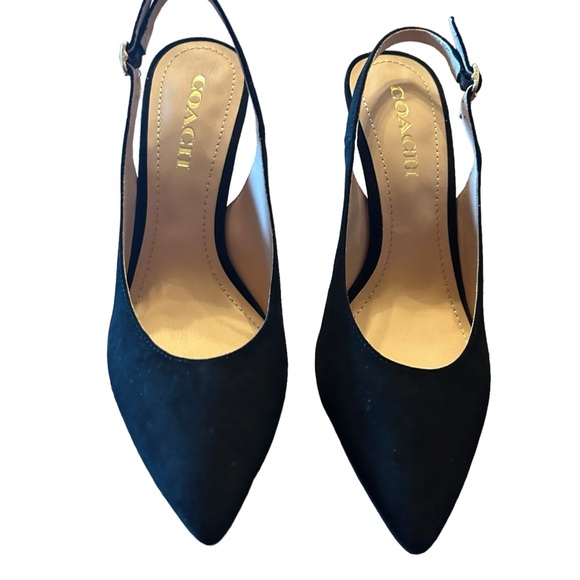 Coach Sutton Suede Slingback Pointed Toe Pumps Classic Timeless Minimalist NEW 8 - Picture 3 of 10